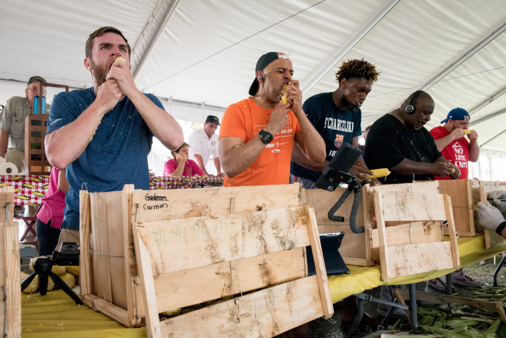 Competitive eaters at corn festival